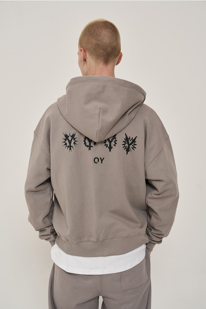 オーワイ(OY) BULLET LOGO DOUBLE HOODIE ZIP-TAN