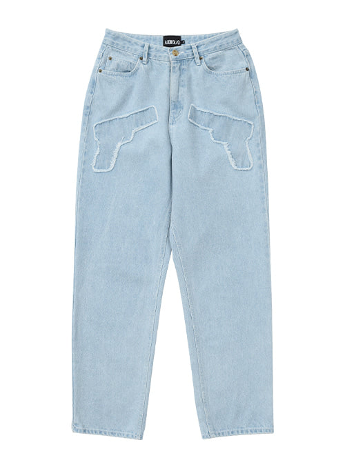 アジョバイアジョ(AJOBYAJO)            Gun Washed Jeans [Sky Blue]