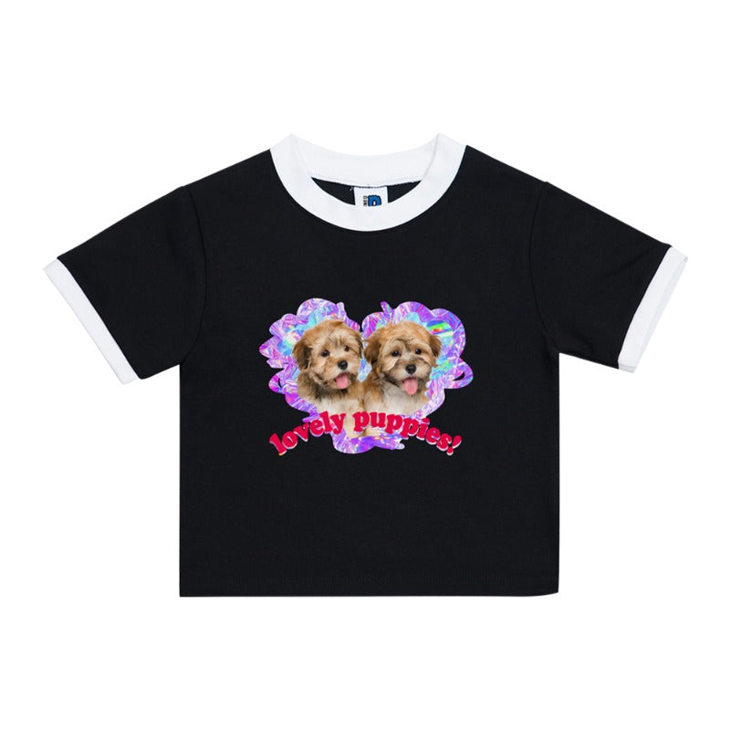 RADINEO (ラディネオ)　Lovely puppy black cropped top