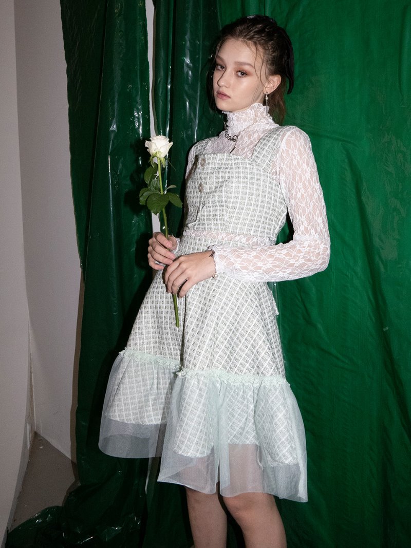 BABLETWO  (ビーエーブルトゥー)    Luna Tweed Skirt [mint]