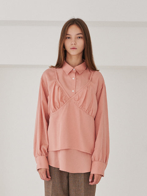 TMO BY 13MONTH（ティーエムオーバイサーティンマンス）LONG SLEEVE VEST SHIRT (PINK)