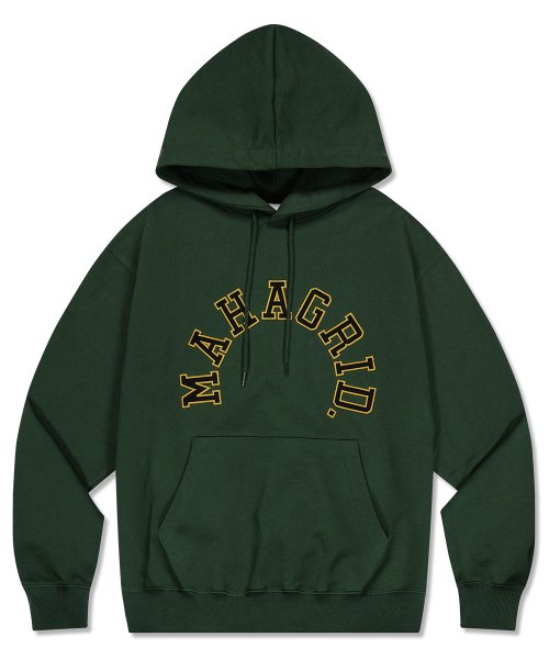 mahagrid (マハグリッド)     ROUND LOGO APPLIQUE HOODIE GREEN (MG2DSMM400A)