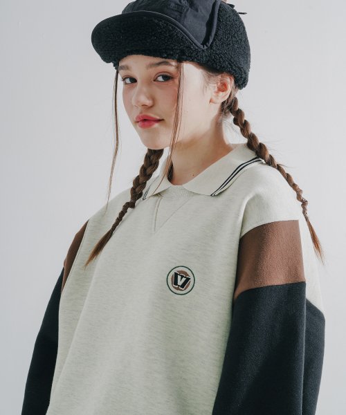ダブルユーブイプロジェクト(WV PROJECT)   Badge Collar Sweatshirt Oatmeal MJMT7641