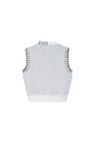 オーワイ(OY) PIXEL LOGO STITCH KNIT VEST-WHITE