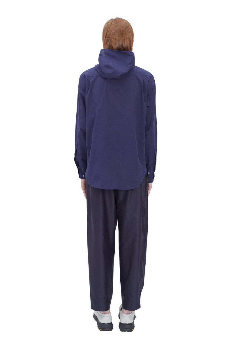 レイブレス(LABELESS) NAVY POPLIN HOODIE SHIRT