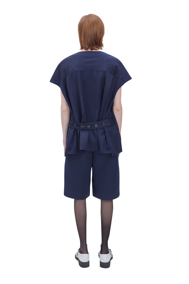 レイブレス(LABELESS) NAVY BOWL BELTED VEST