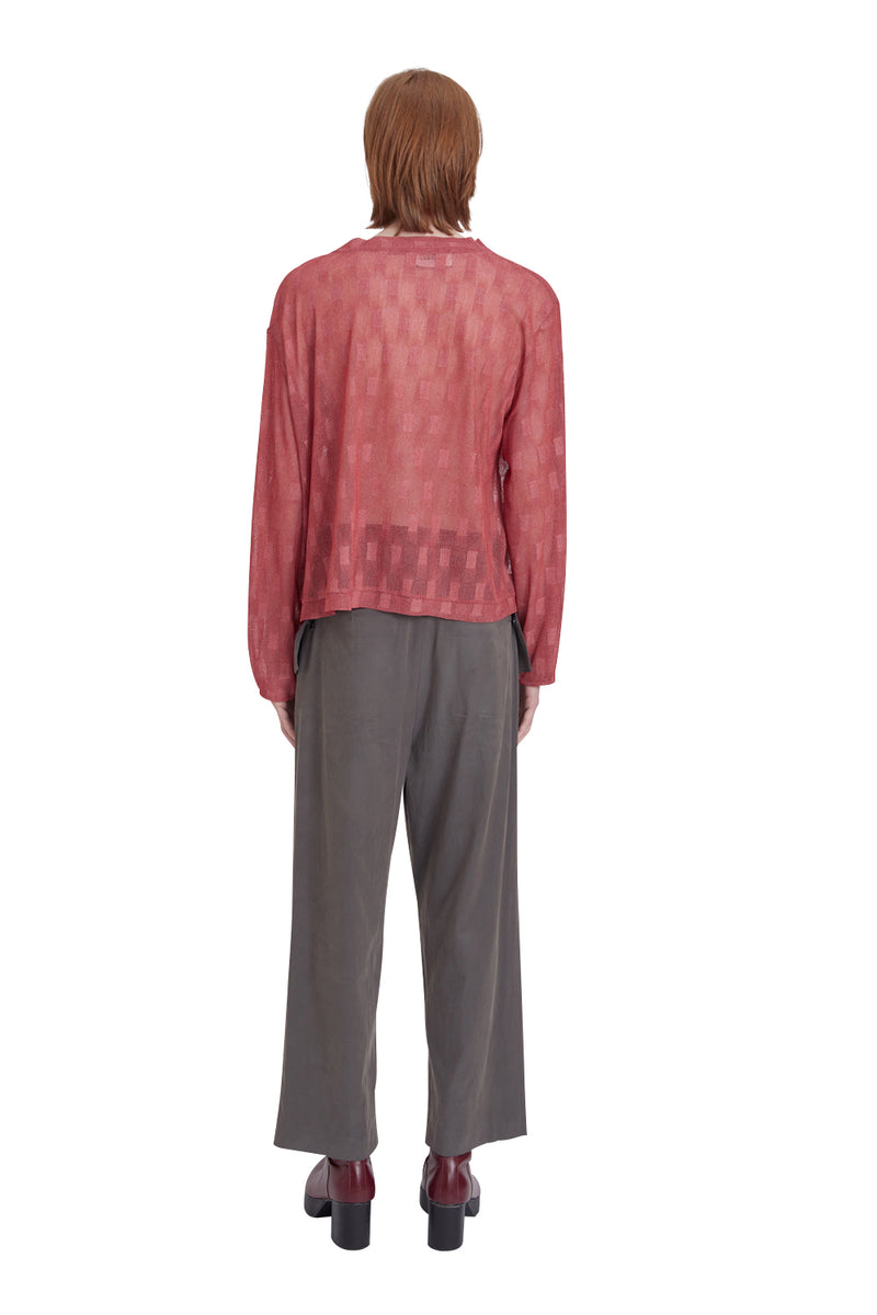 レイブレス(LABELESS) RED SEE THROUGH LONG SLEEVE