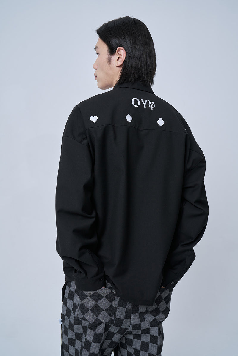 オーワイ(OY) LEATHER POCKET SHIRTS-BLACK
