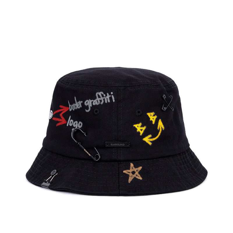 ブラックブロンド(BLACKBLOND) BBD Border Graffiti Logo Bucket Hat Custom Ver. (Black)