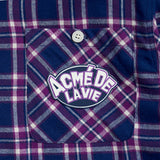 アクメドラビ(acme' de la vie) SILICON EMBLEM CHECKSHIRT HOODIE PURPLE