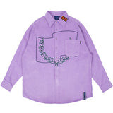 ロマンティッククラウン(ROMANTIC CROWN)  CORDUROY WIDE SHIRT_PURPLE