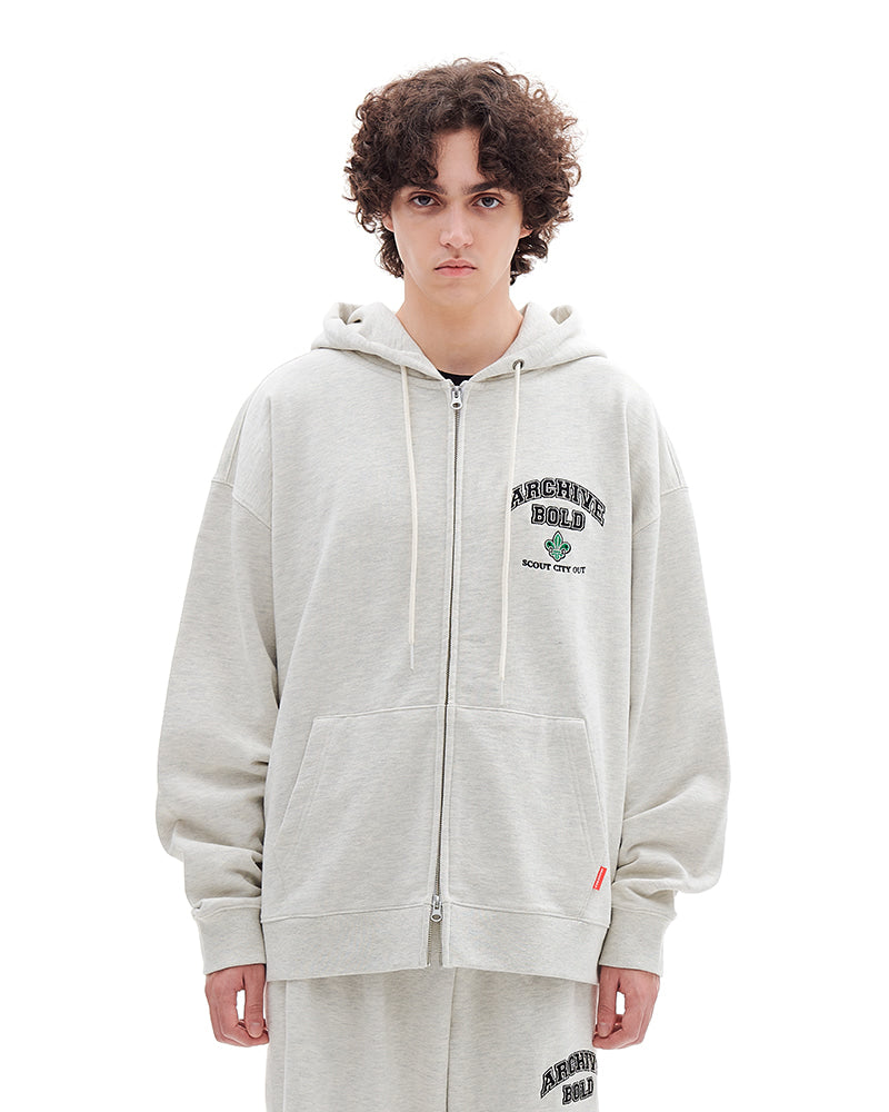 ARCHIVE BOLD (アーカイブボールド)　ARCH LOGO HOOD ZIP-UP (OATMEAL)