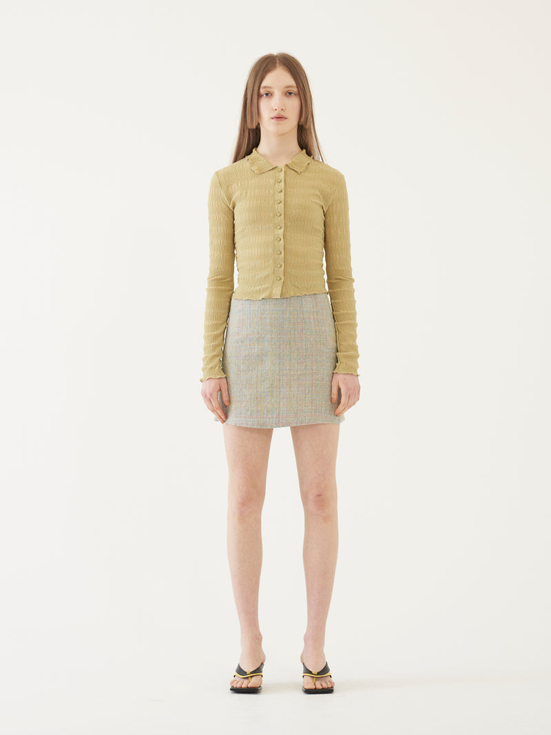 TMO BY 13MONTH（ティーエムオーバイサーティンマンス）TWEED A-LINE MINI SKIRT (MINT)