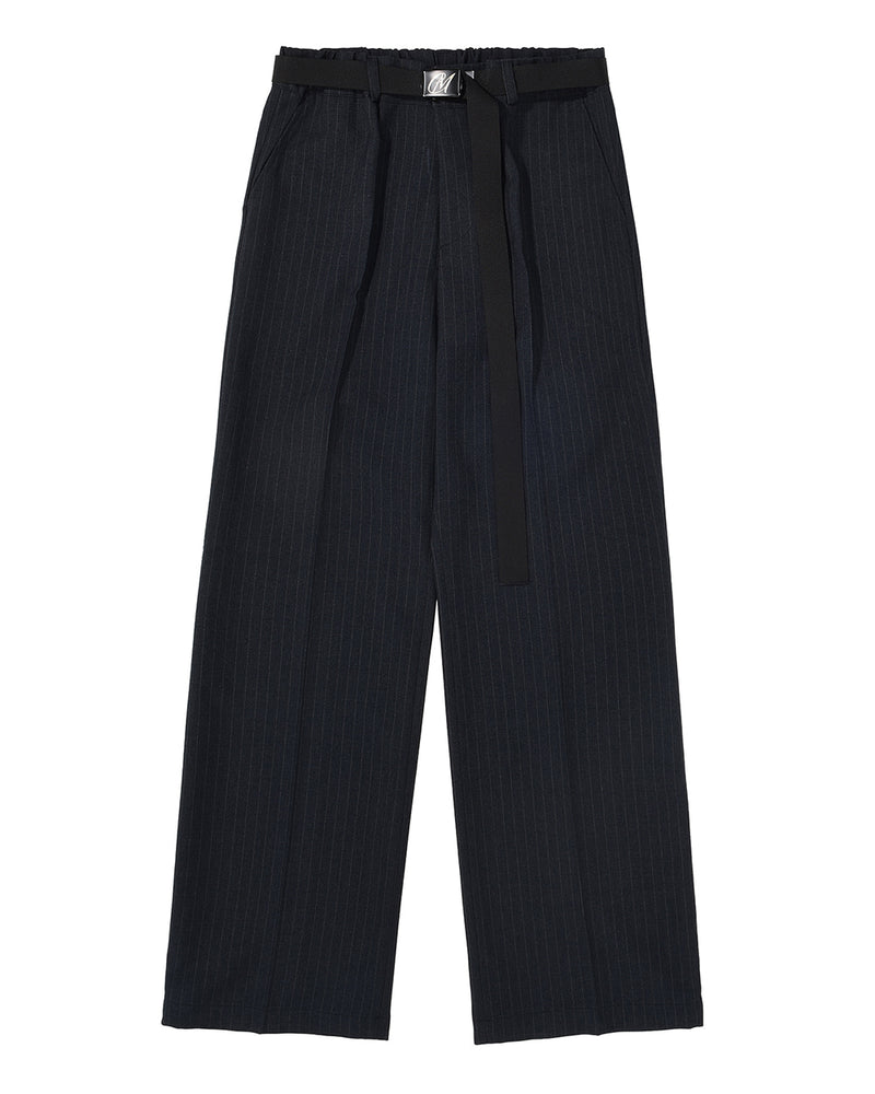 MYDEEPBLUEMEMORIES(マイディープブルーメモリーズ)     WIDE PIN STRIPE TROUSERS in navy
