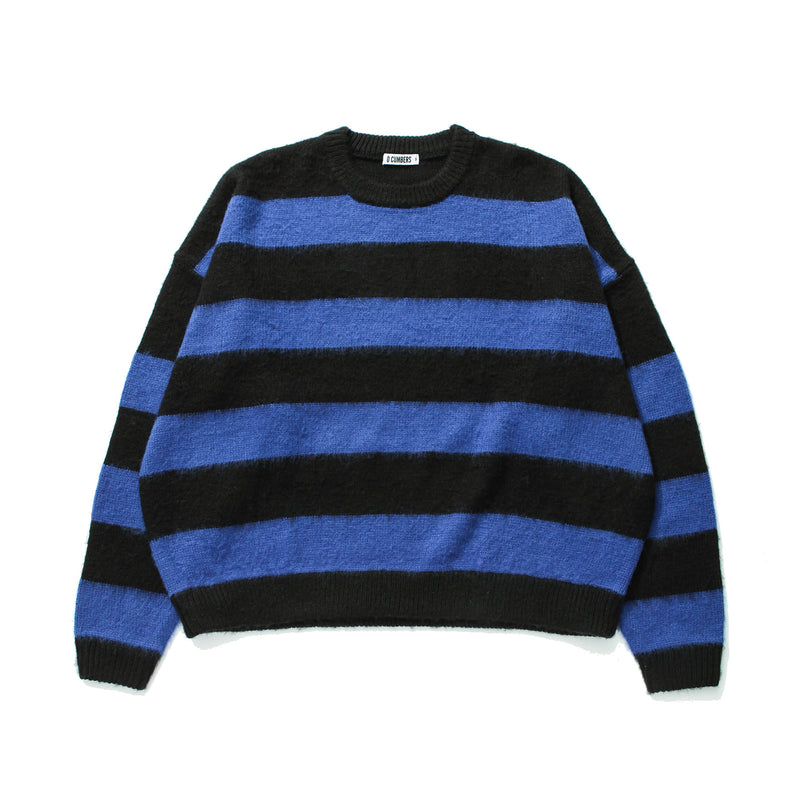 Q CUMBERS (キューカンバース)　MOHAIR BORDER PULLOVER SWEATER/ Blue