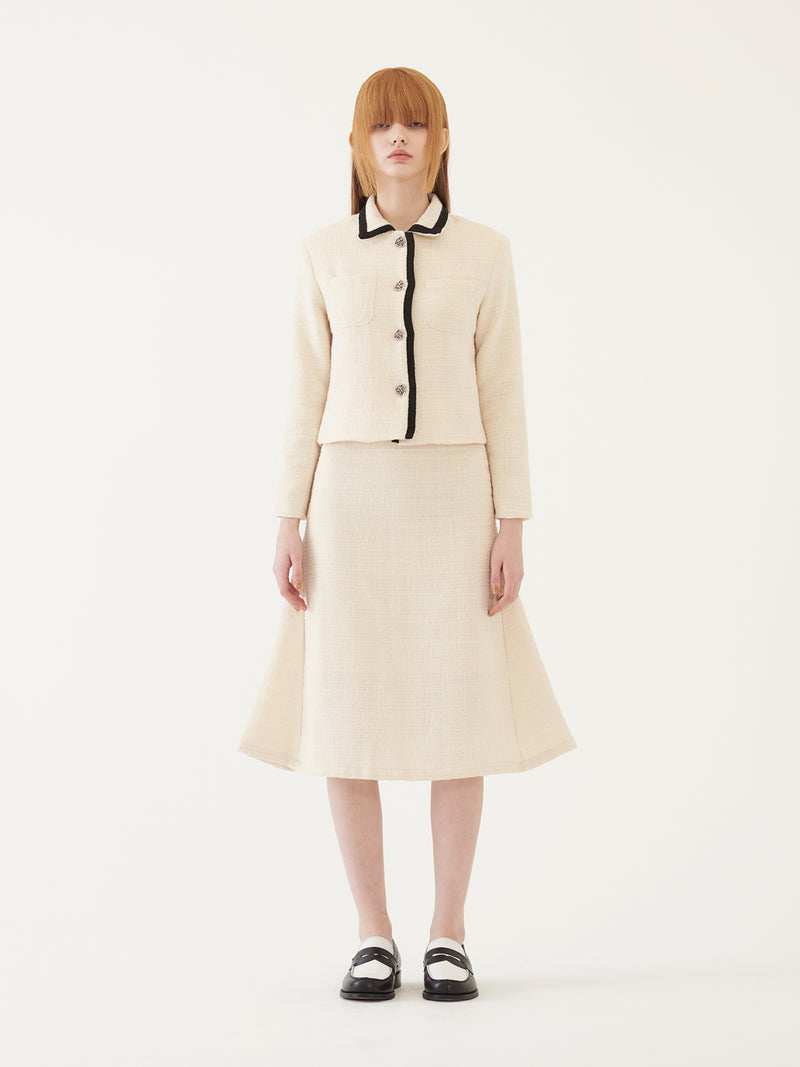 TMO BY 13MONTH（ティーエムオーバイサーティンマンス）TWEED MIDI SKIRT (IVORY)