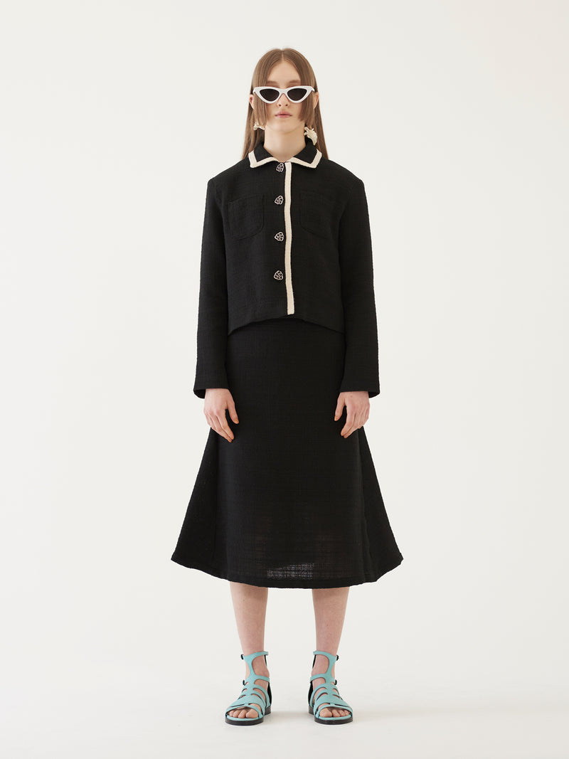 TMO BY 13MONTH（ティーエムオーバイサーティンマンス）TWEED MIDI SKIRT (BLACK)