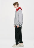 ディープリーク(DPRIQUE) CONTRAST HOODIE - RED/GREY