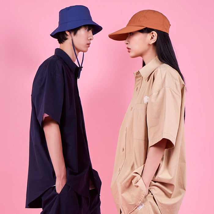 VARZAR(バザール) Heart Logo Set Up Over Fit Half Work Shirts (2color)