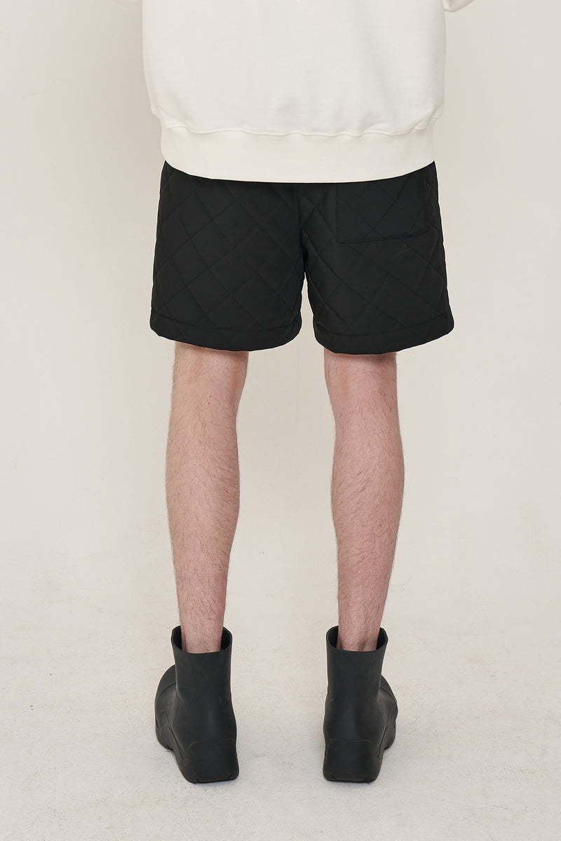 オーワイ(OY) METAL QUILTING HALF PANTS-BLACK