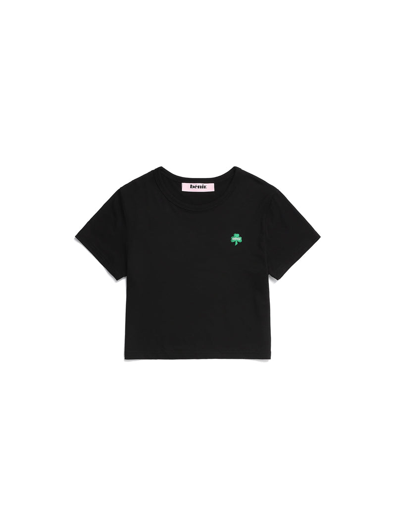 benir (ベニル) BENIR MINI CLOVER CROP T-SHIRTS [BLACK]