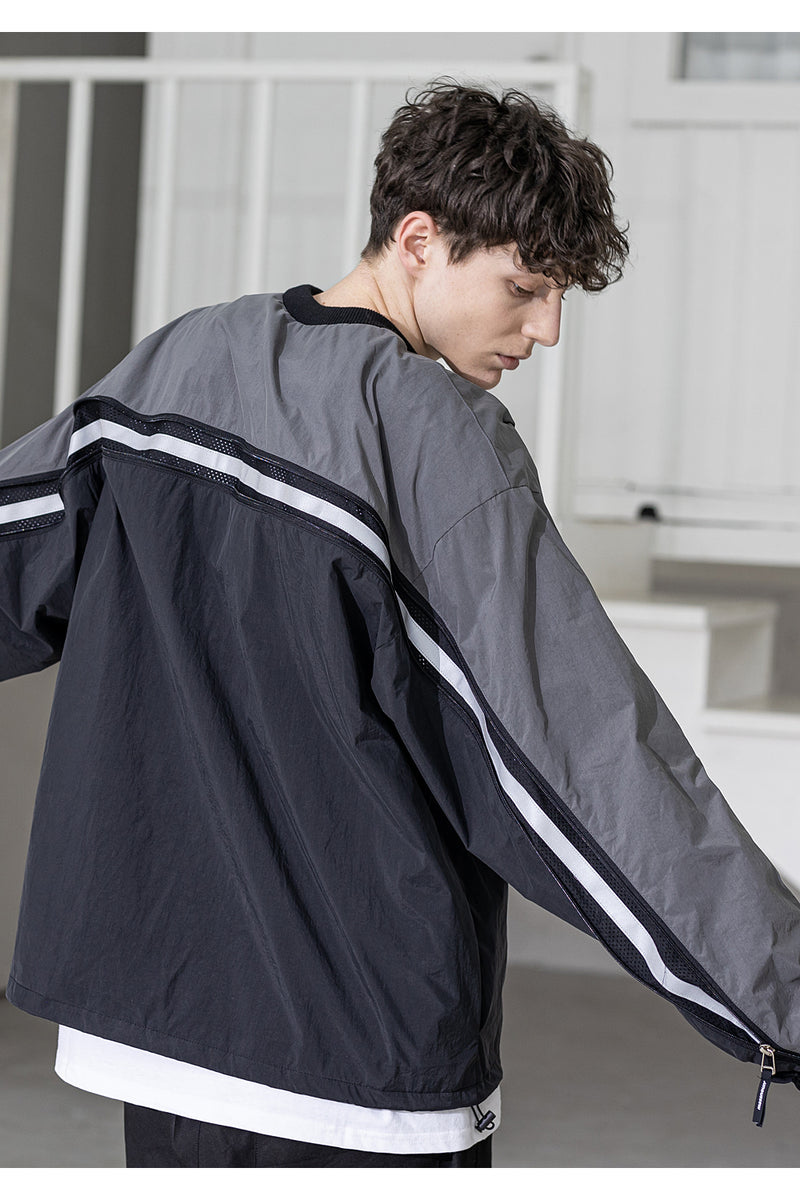 メスノウン(MASSNOUN) SECTION 3M LINE ZIP CREWNECK MSZCR003-BK