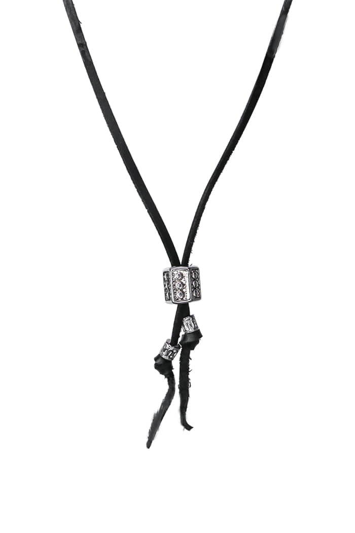 BLACKPURPLE (ブラックパープル) BYBE X BP Leather String Choker Necklace - BLACK