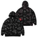 STIGMA(スティグマ)  STITCHED TYPO OVERSIZED HEAVY SWEAT HOODIE BLACK MULTI
