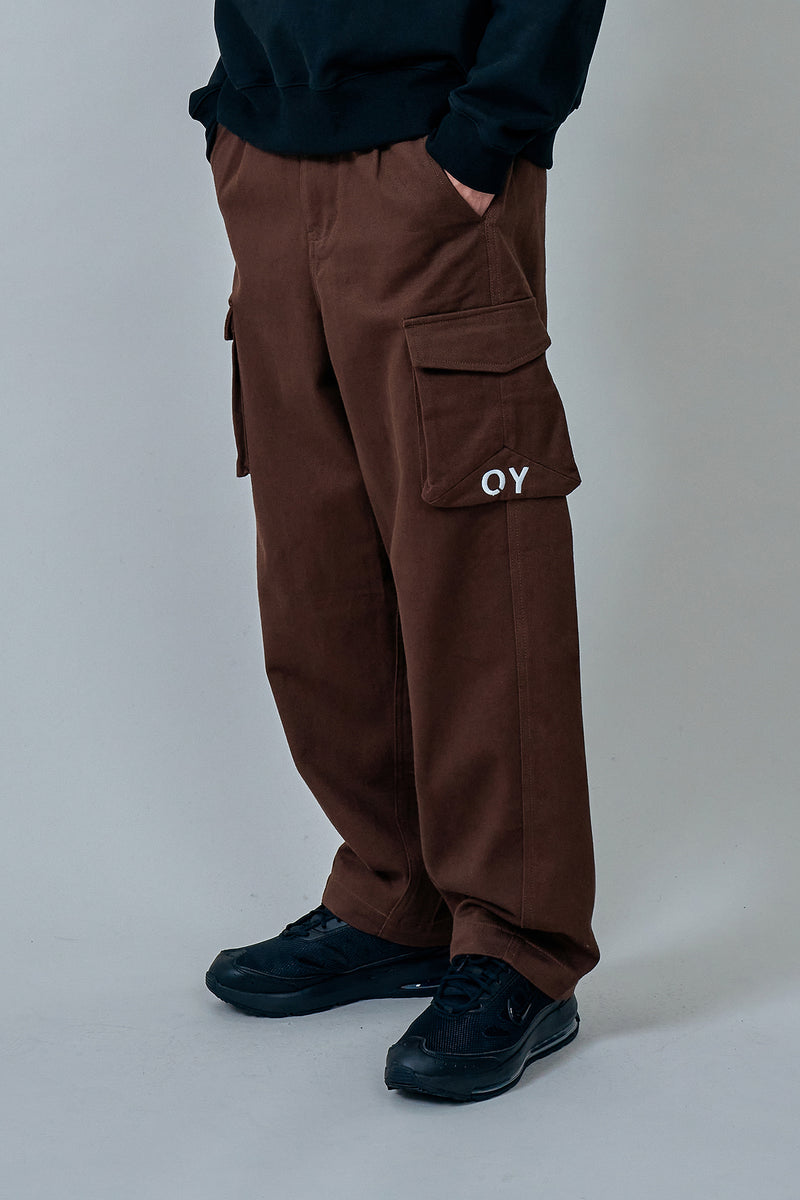 オーワイ(OY) TWIST CARGO PANTS-BROWN