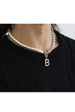 BLACKPURPLE (ブラックパープル) signature B pearl&cubic necklace