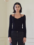 TMO BY 13MONTH（ティーエムオーバイサーティンマンス）HALTER NECK KNIT TOP (BLACK)