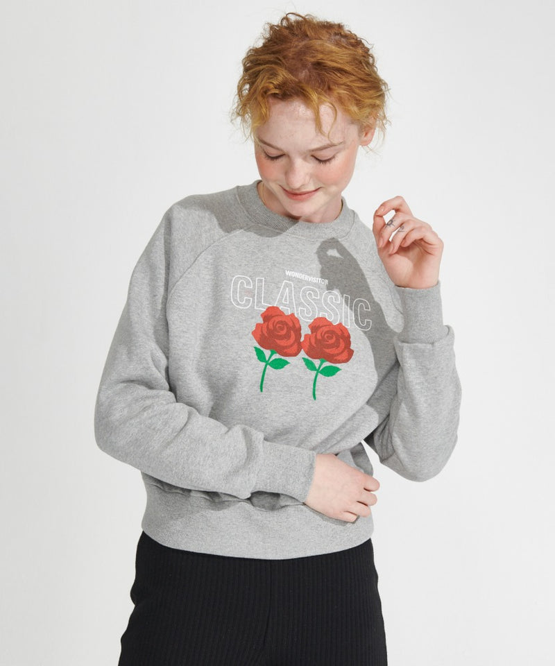 ワンダービジター(WONDER VISITOR)  2021 Logo Crop sweatshirt [Melange grey]