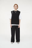 オーワイ(OY) STRIPE LOGO KNIT VEST-BLACK