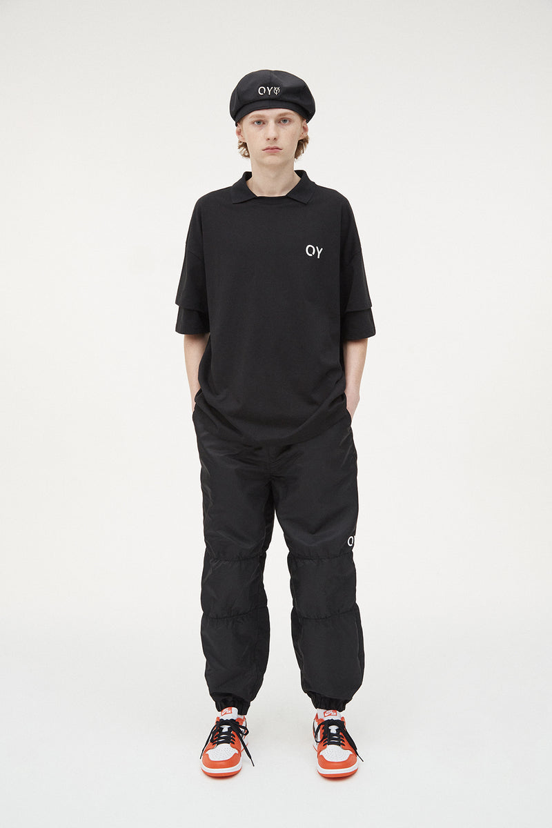 オーワイ(OY) NYLON SHIRRING JOGGER PANTS-BLACK
