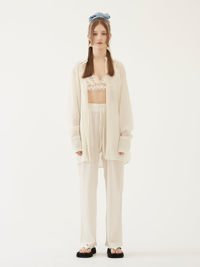 TMO BY 13MONTH（ティーエムオーバイサーティンマンス）PLEATS BANDING PANTS (IVORY)