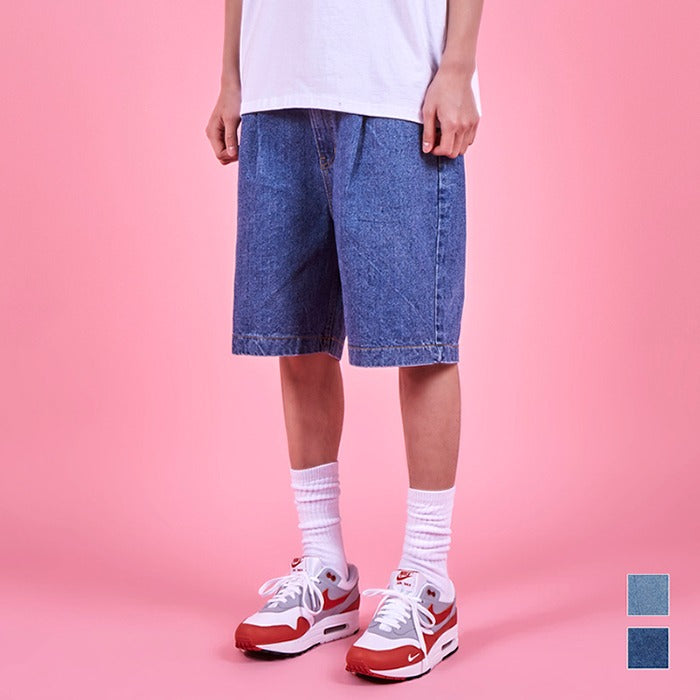 VARZAR(バザール) One Tuck Washing Denim Half Pants (2color)