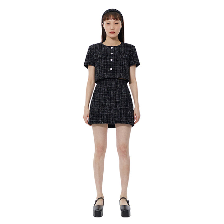 curetty (キュリティー)  C GLITTER TWEED MINI SKIRT_BLACK