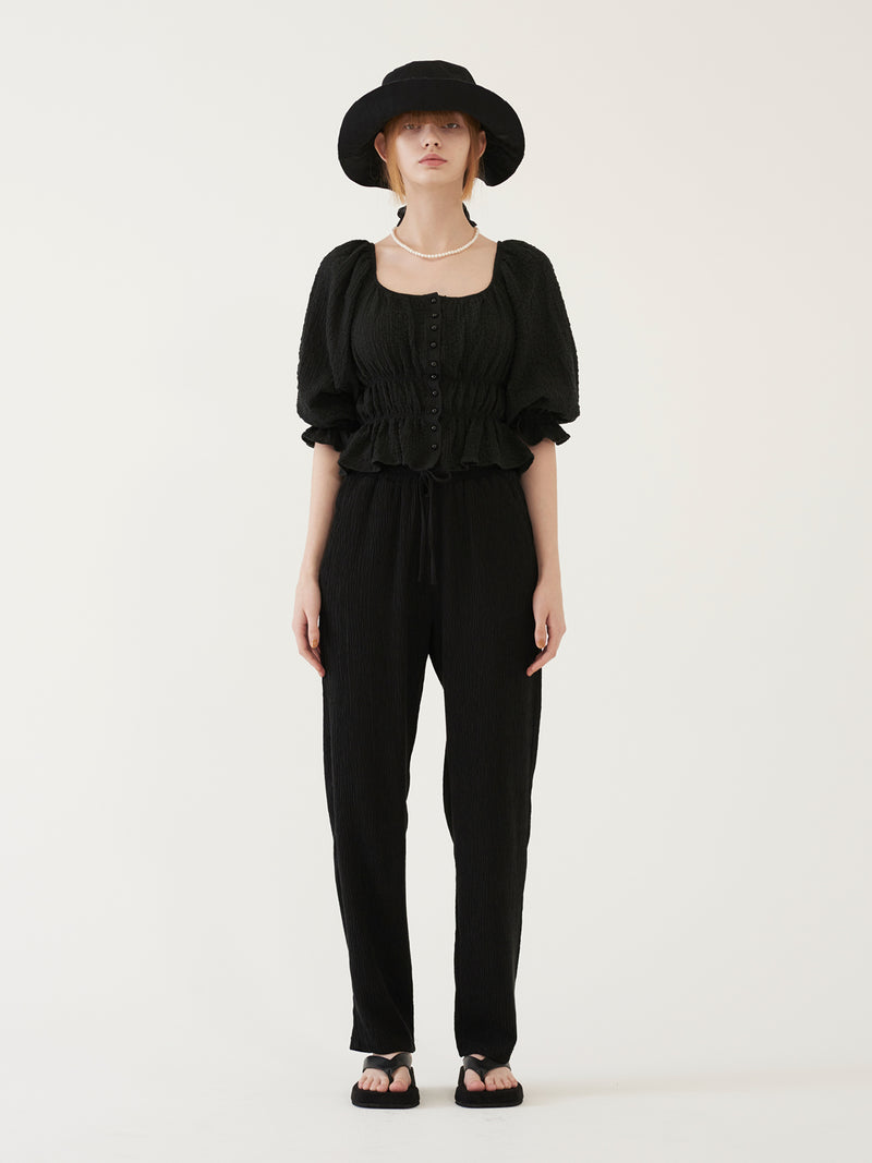 TMO BY 13MONTH（ティーエムオーバイサーティンマンス）PLEATS BANDING PANTS (BLACK)