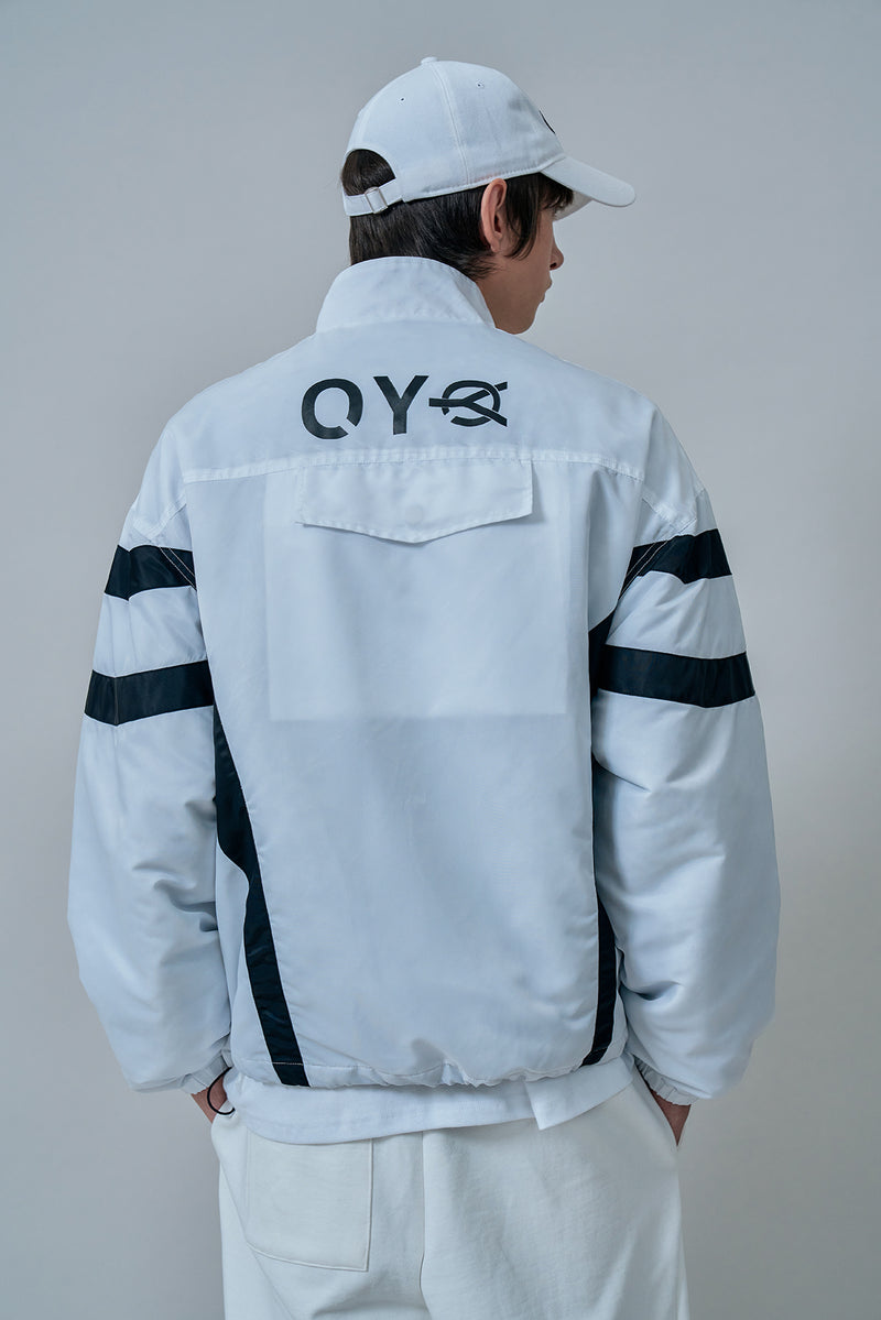 オーワイ(OY) CURVE BLOCK TRACK JACKET-WHITE