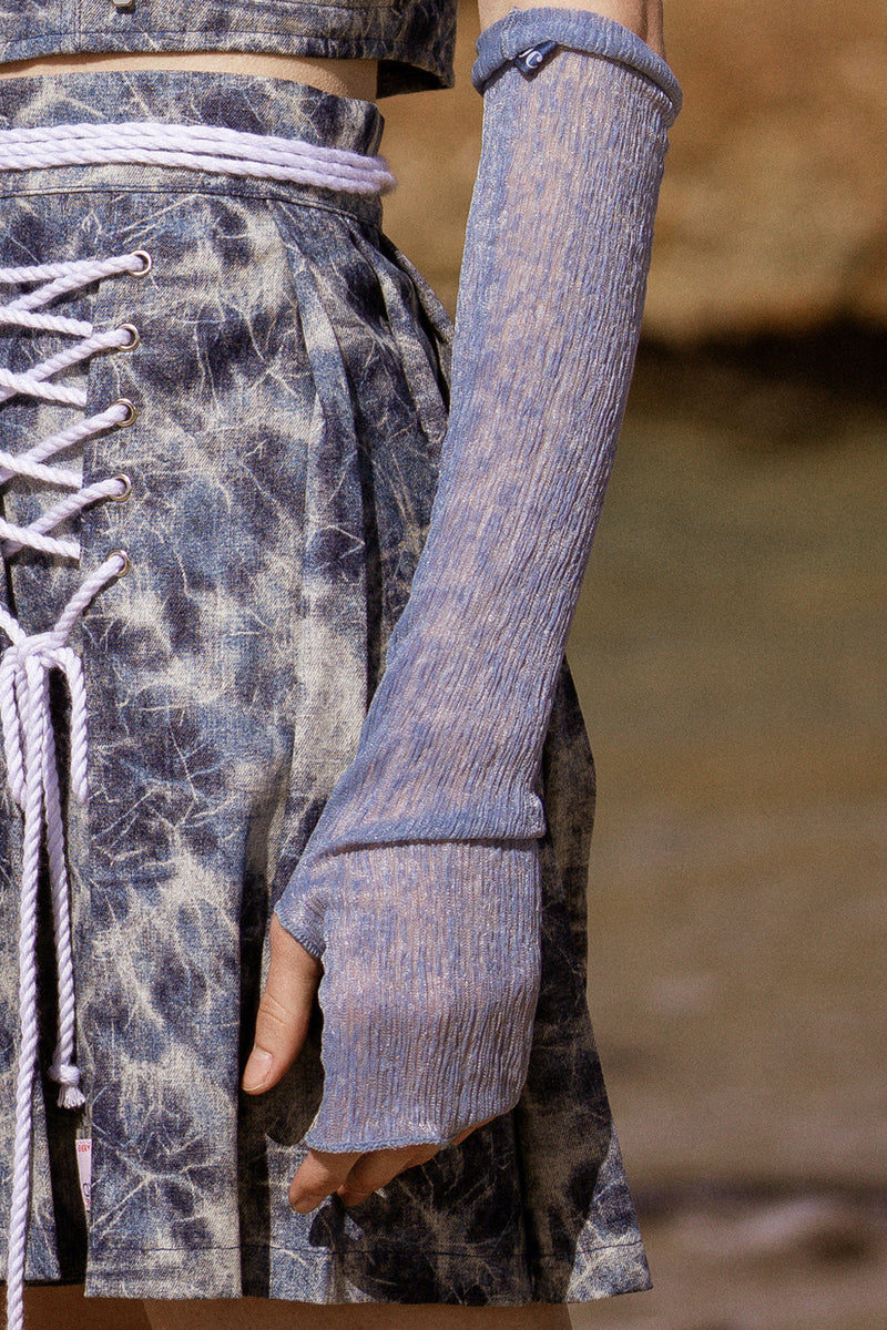 オクトーバーサード(Oct.3) Random Pleats Layered Warmer [Blue]