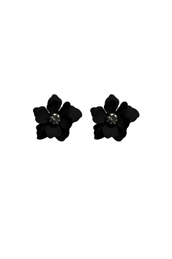 BLACKPURPLE (ブラックパープル) Mila Flower Cubic Earrings_Black