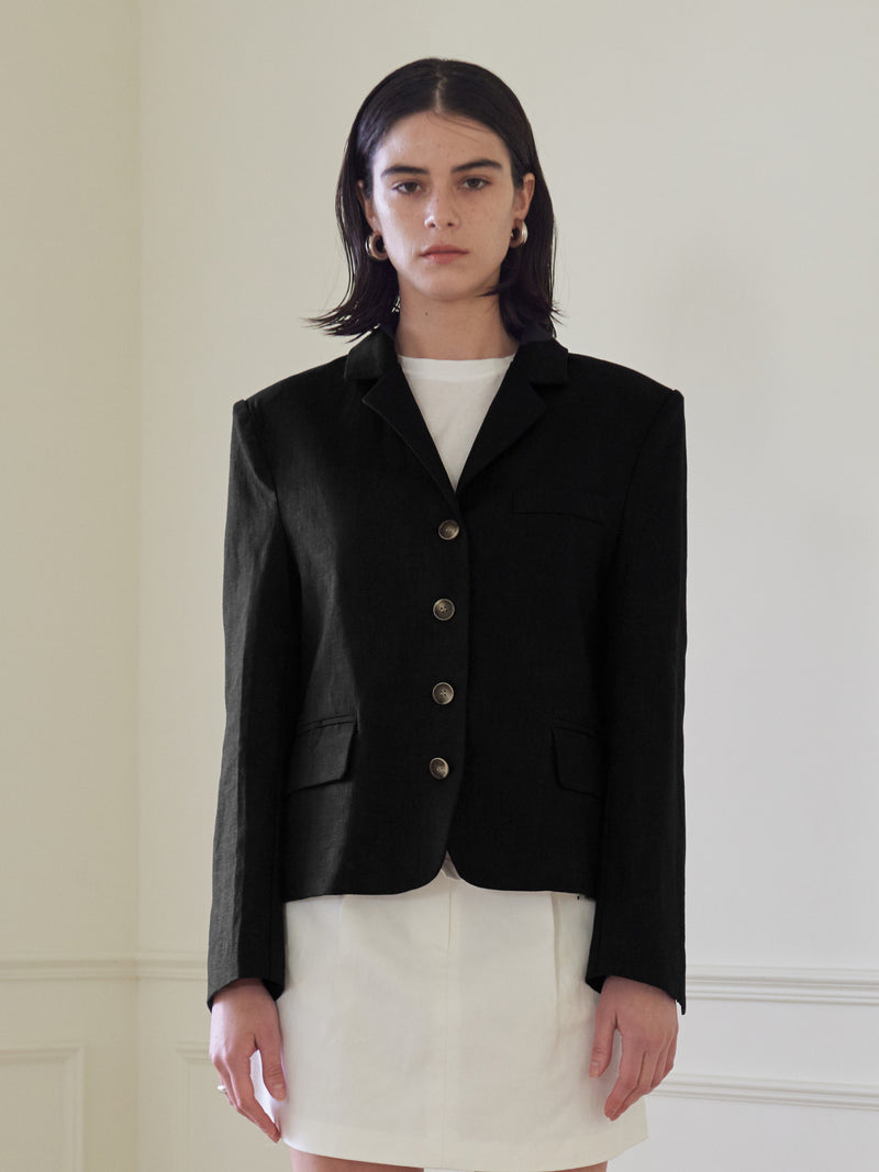 TMO BY 13MONTH（ティーエムオーバイサーティンマンス）SINGLE LINEN JACKET (BLACK)