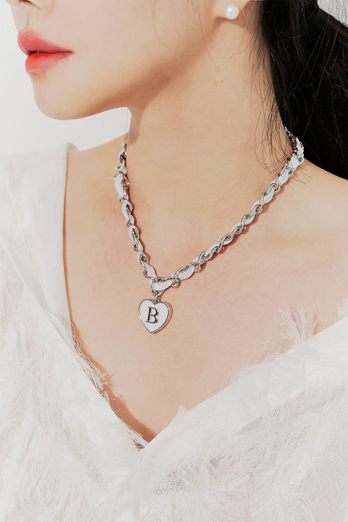 BLACKPURPLE (ブラックパープル) Guerlain Heart B Chain Necklace_White