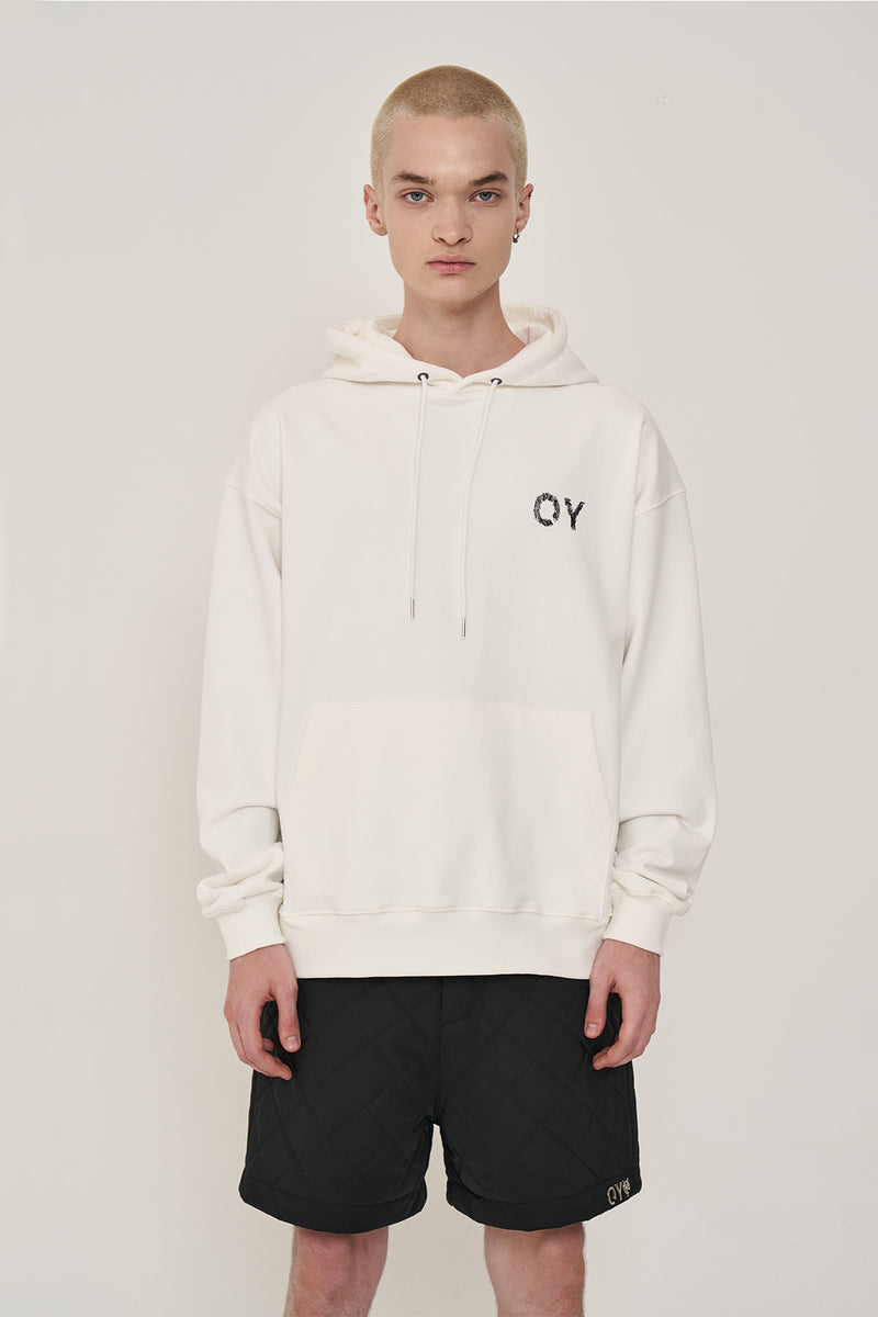 オーワイ(OY) SKETCH LOGO HOODIE-WHITE