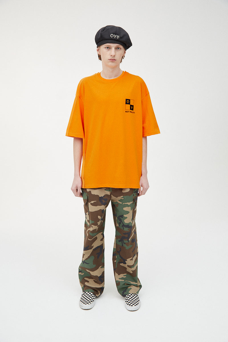 オーワイ(OY)  CHECK CUBE LOGO T-ORANGE