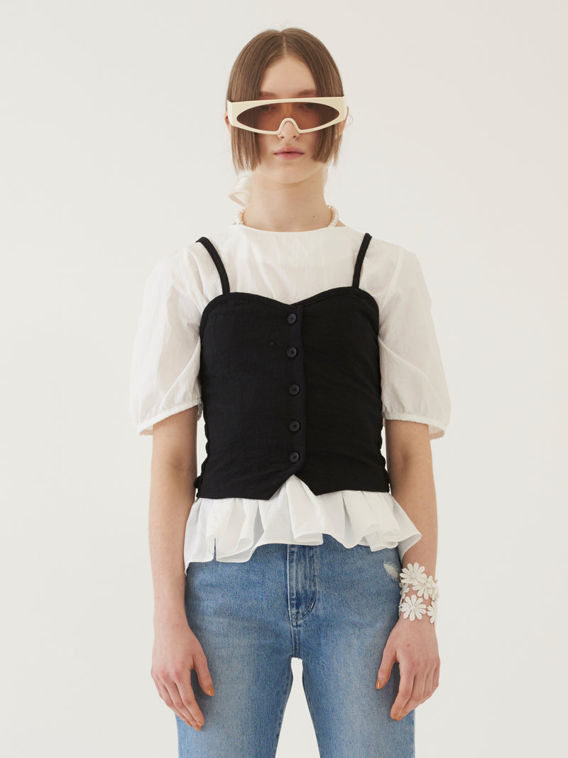 TMO BY 13MONTH（ティーエムオーバイサーティンマンス）BUTTONED BUSTIER (BLACK)