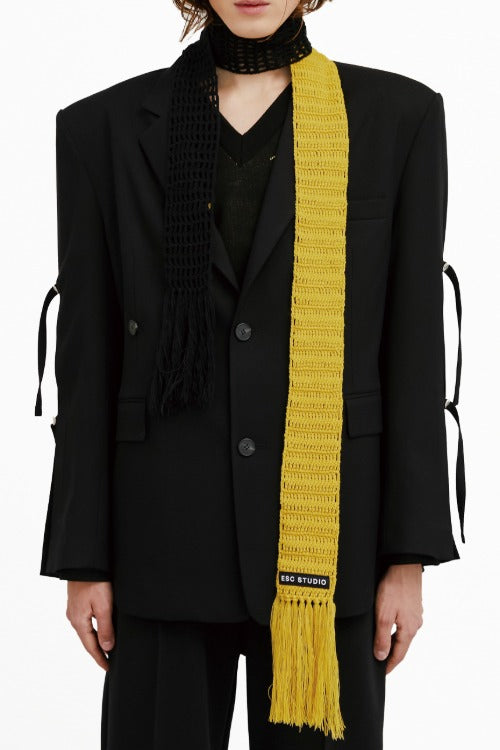 イーエスシースタジオ(ESC STUDIO) fringe muffler made by mom and aunt(yellow)