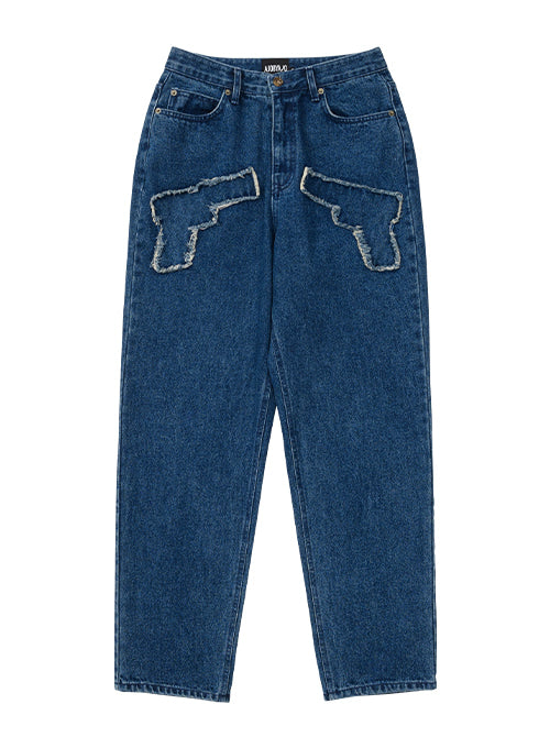 アジョバイアジョ(AJOBYAJO)             Gun Washed Jeans [Navy]