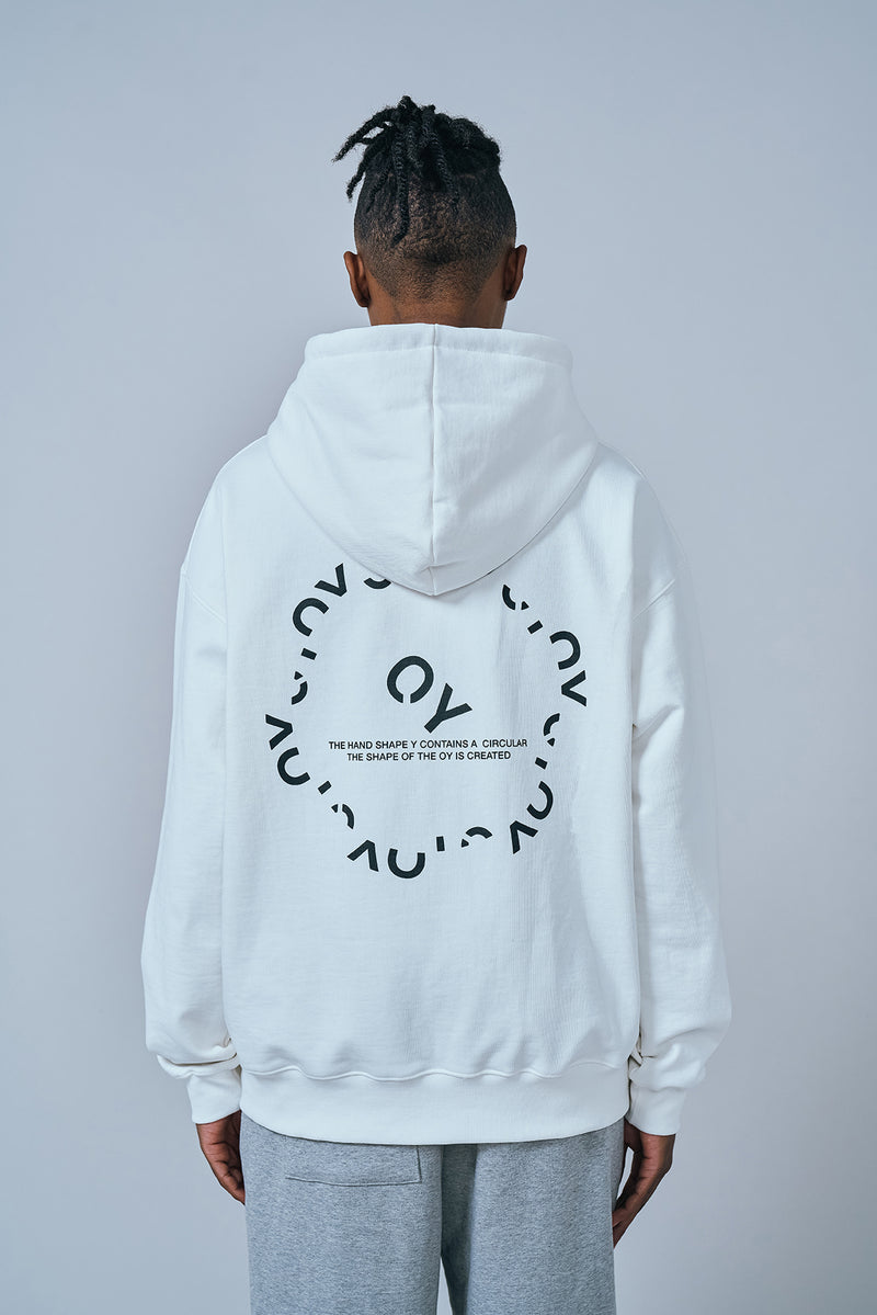オーワイ(OY) ROUND LOGO HOODIE-WHITE