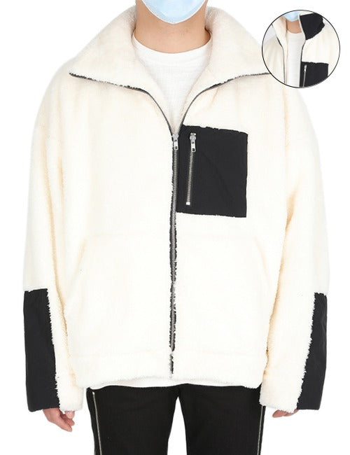 ランベルシオ(LANG VERSIO) 324 WH&BK fleece jacket